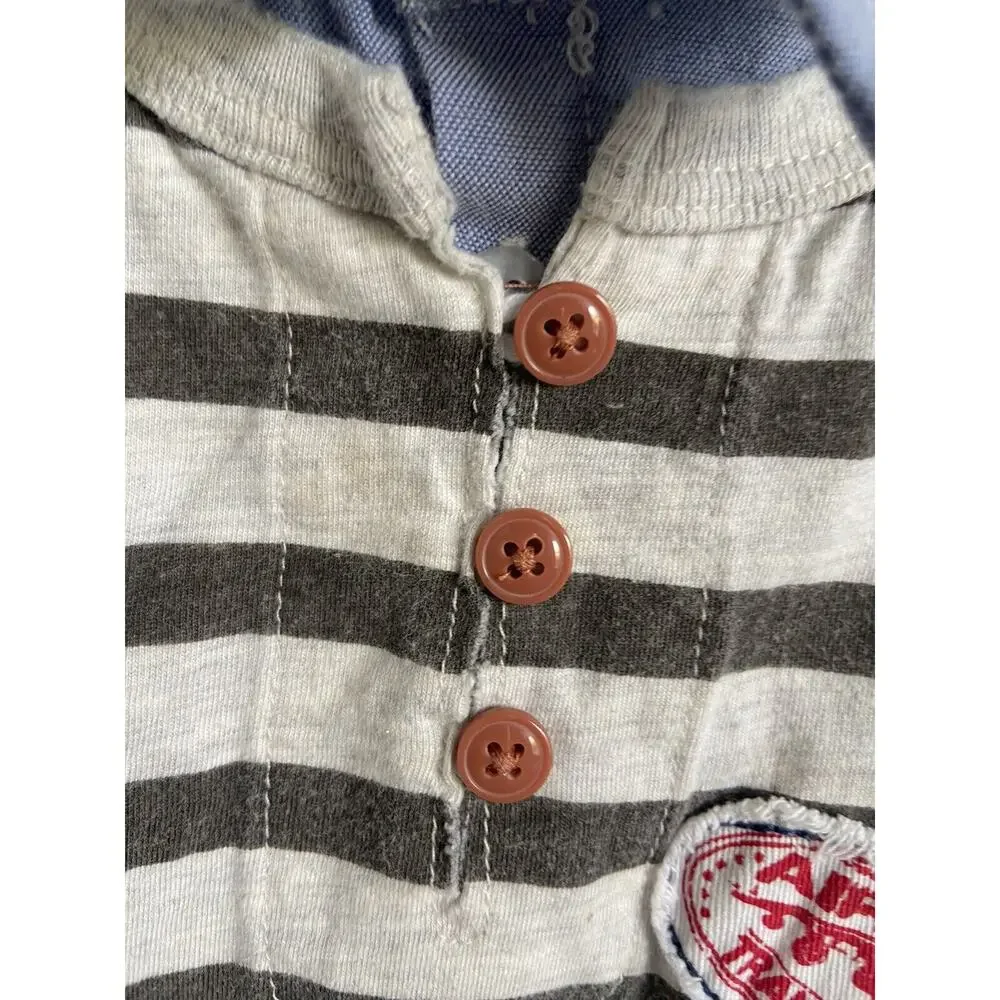 Naartjie Boys Outfit Size 18-24 Mo Brown Gray Stripes Shirt Thick‎ Pants Layered